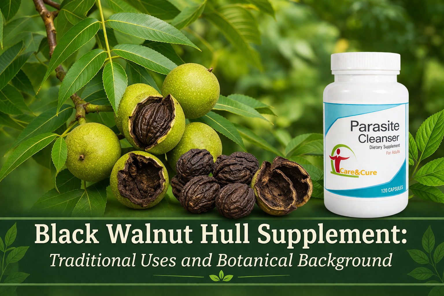 black walnut hulls green supplement botanical background Juglans nigra